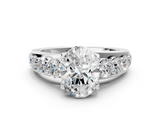 White gold Oval Cut Diamond Engagement Ring with Pavé Band and Four-Prong Setting_41