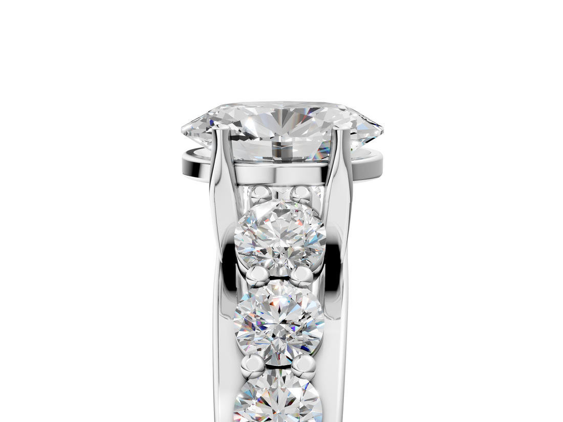 White gold Oval Cut Diamond Engagement Ring with Pavé Band and Four-Prong Setting_46