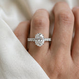 White gold Oval Cut Diamond Engagement Ring with Pavé Band and Four-Prong Setting_61