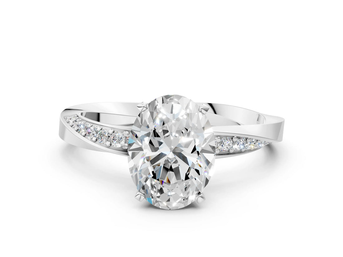White gold Oval Cut Diamond Engagement Ring with Side Stone Accents and Four-Prong Setting_43