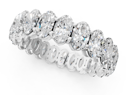Platinum Oval Cut Diamond Eternity Band with Shared Prong Setting