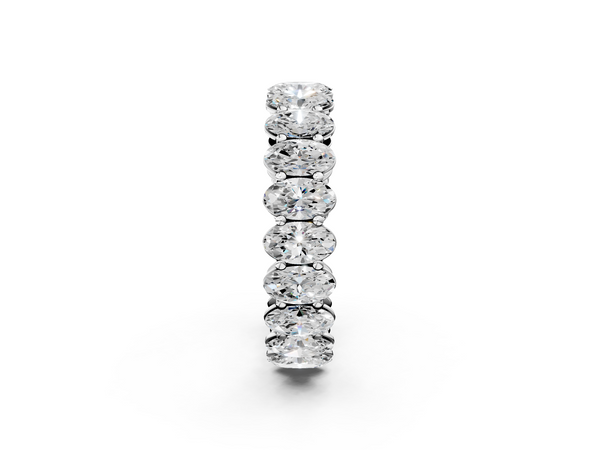 10K White Gold Oval Cut Diamond Eternity Band with Shared Prong Setting