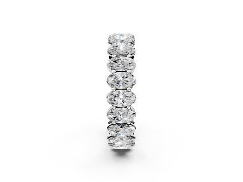 Platinum Oval Cut Diamond Eternity Band with Shared Prong Setting