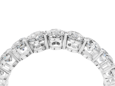 Silver Oval Cut Diamond Eternity Band with Shared Prong Setting