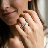 10K White Gold Oval Cut Diamond Eternity Band with Shared Prong Setting