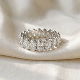 10K White Gold Oval Cut Diamond Eternity Band with Shared Prong Setting