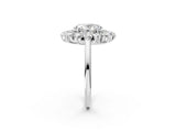 White gold Oval Cut Diamond Floral Double Halo Engagement Ring with Prong Setting_45