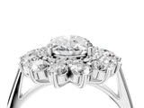 White gold Oval Cut Diamond Floral Double Halo Engagement Ring with Prong Setting_47