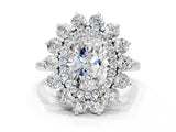 White gold Oval Cut Diamond Floral Double Halo Engagement Ring with Prong Setting_91
