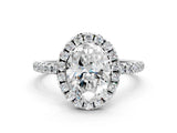 White gold Oval Cut Diamond Floral Halo Engagement Ring with Pavé Band and Prong Setting_38