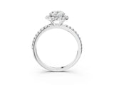 White gold Oval Cut Diamond Floral Halo Engagement Ring with Pavé Band and Prong Setting_42