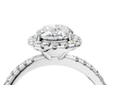 White gold Oval Cut Diamond Floral Halo Engagement Ring with Pavé Band and Prong Setting_43