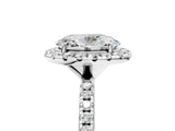 White gold Oval Cut Diamond Floral Halo Engagement Ring with Pavé Band and Prong Setting_44