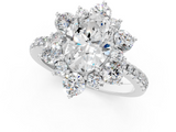 White gold Oval Cut Diamond Floral Halo Pave Band with Prong Setting_38