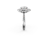 White gold Oval Cut Diamond Floral Halo Pave Band with Prong Setting_39
