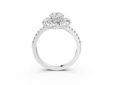 White gold Oval Cut Diamond Floral Halo Pave Band with Prong Setting_40