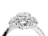 White gold Oval Cut Diamond Floral Halo Pave Band with Prong Setting_41