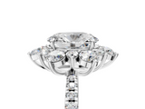 White gold Oval Cut Diamond Floral Halo Pave Band with Prong Setting_42