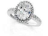 White gold Oval Cut Diamond Halo Engagement Ring with Pavé Band and Prong Setting_28
