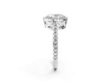 White gold Oval Cut Diamond Halo Engagement Ring with Pavé Band and Prong Setting_29