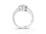 White gold Oval Cut Diamond Halo Engagement Ring with Pavé Band and Prong Setting_30
