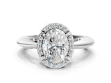 White gold Oval Cut Diamond Halo Engagement Ring with Split Shank and Four-Prong Setting_106