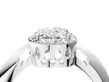 White gold Oval Cut Diamond Halo Engagement Ring with Split Shank and Four-Prong Setting_113