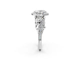 White gold Oval Cut Diamond Halo Ring with Milgrain Pavé Band and Four-Prong Setting_66