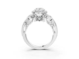 White gold Oval Cut Diamond Halo Ring with Milgrain Pavé Band and Four-Prong Setting_67