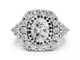 White gold Oval Cut Diamond Halo Ring with Pavé Band and Four-Prong Setting_61