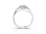 White gold Oval Cut Diamond Halo Ring with Pear Side Stones and Prong Setting_118