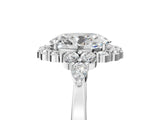 White gold Oval Cut Diamond Halo Ring with Pear Side Stones and Prong Setting_123