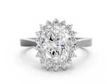 White gold Oval Cut Diamond Halo Ring with Round Brilliant Halo and Solitaire Band_111