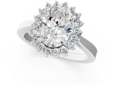 White gold Oval Cut Diamond Halo Ring with Round Brilliant Halo and Solitaire Band_112