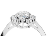 White gold Oval Cut Diamond Halo Ring with Round Brilliant Halo and Solitaire Band_120