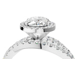 White gold Oval Cut Diamond Halo Ring with Round Split Shank and Prong Setting_16