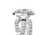 White gold Oval Cut Diamond Halo Ring with Round Split Shank and Prong Setting_17