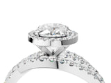 White gold Oval Cut Diamond Halo Ring with Round Split Shank and Prong Setting_22