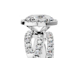 White gold Oval Cut Diamond Halo Ring with Round Split Shank and Prong Setting_23