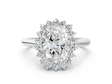 White gold Oval Cut Diamond Halo Ring with Solitaire Band and Prong Setting_83