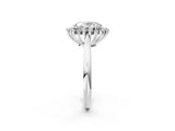 White gold Oval Cut Diamond Halo Ring with Solitaire Band and Prong Setting_85