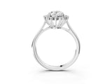 White gold Oval Cut Diamond Halo Ring with Solitaire Band and Prong Setting_86