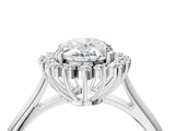 White gold Oval Cut Diamond Halo Ring with Solitaire Band and Prong Setting_87