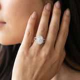 White gold Oval Cut Diamond Halo Ring with Split Shank U-Prong Band and Four-Prong Setting_68