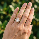 Silver 1.51 Carat D VVS2 Oval Diamond Halo Ring with Tapered Band and Four-Prong Setting