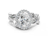 White gold Oval Cut Diamond Halo Ring with Vintage Split Shank and Four-Prong Setting_48