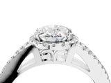 White gold Oval Cut Diamond Halo Split Shank Engagement Ring_62