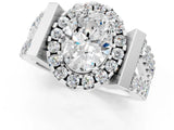 White gold Oval Cut Diamond Halo Split Shank Prong Set Ring_8