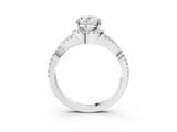 White gold Oval Cut Diamond  Halo Twist Band Solitaire Prong Setting Ring_127