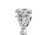 White gold Oval Cut Diamond  Halo Twist Band Solitaire Prong Setting Ring_129